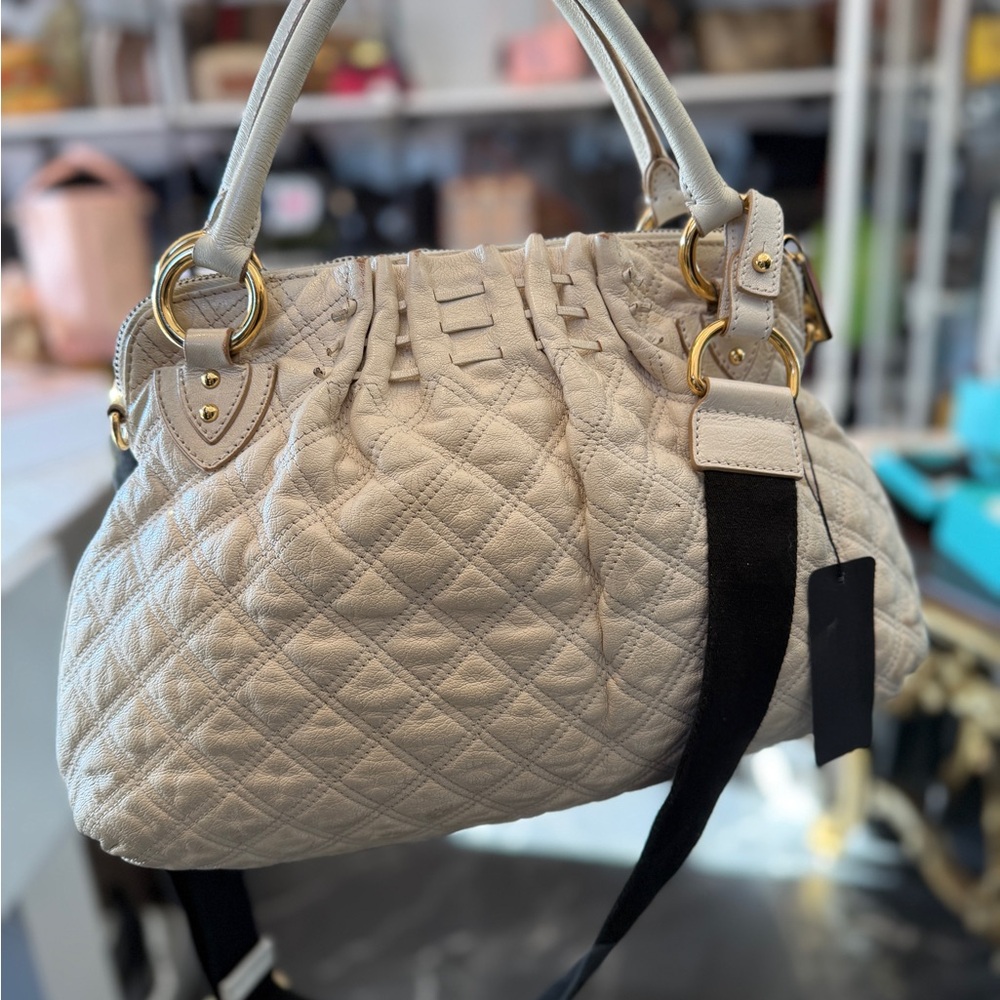 Marc Jacobs Cream Quilted Tote with Gold Accents